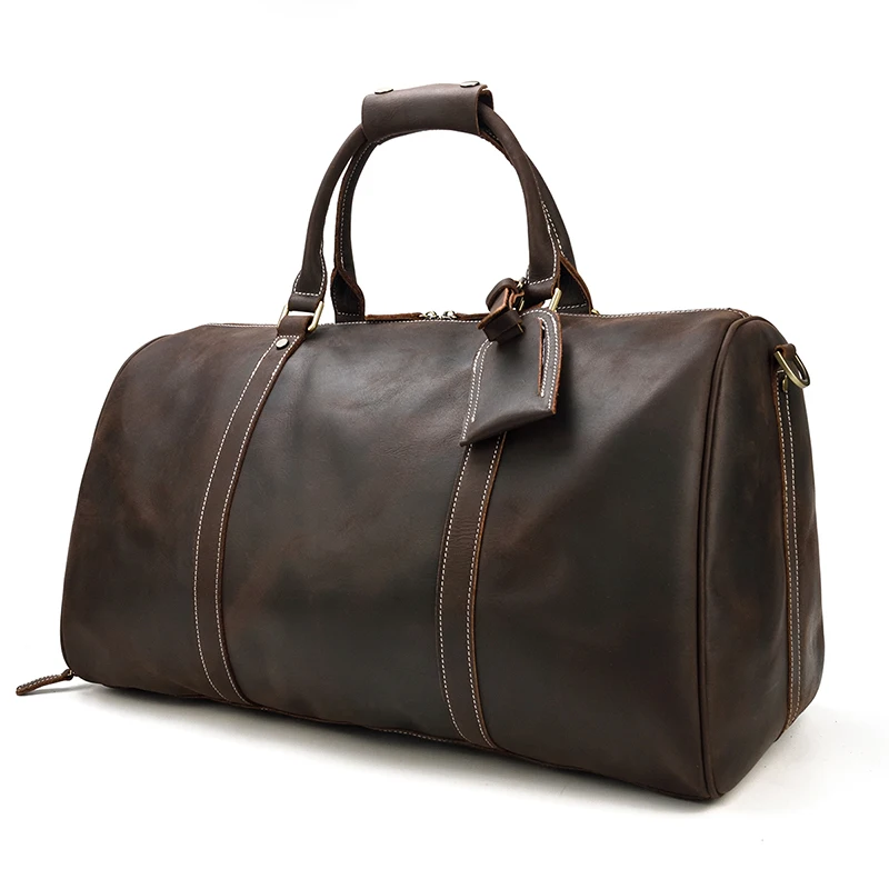 Leather Weekender Travel Bag With Shoe Compartment