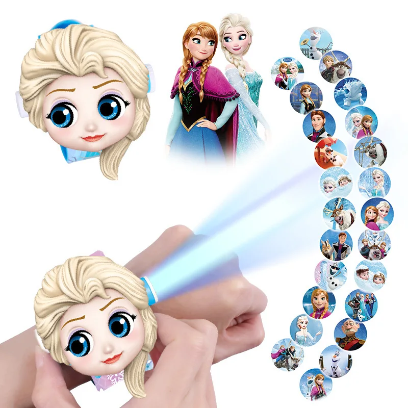 

Disney Toys Frozen Princess Elsa Mickey Mouse Children's Cartoon 3D Projection Watch Clock Mickey Minnie Clock Gifts for Girls