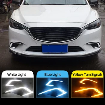 

CSCSNL 2Pcs For Mazda 6 Atenza 2016 2017 2018 Daytime Running Light LED DRL fog lamp Driving lights Yellow Turn Signal Lamp