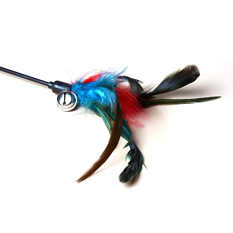Cat Toy Colorful Feathers Tease Cat Sticks With Double Bells For Cat Leap Play With Your Cat Pet Supplies Keep Feeling