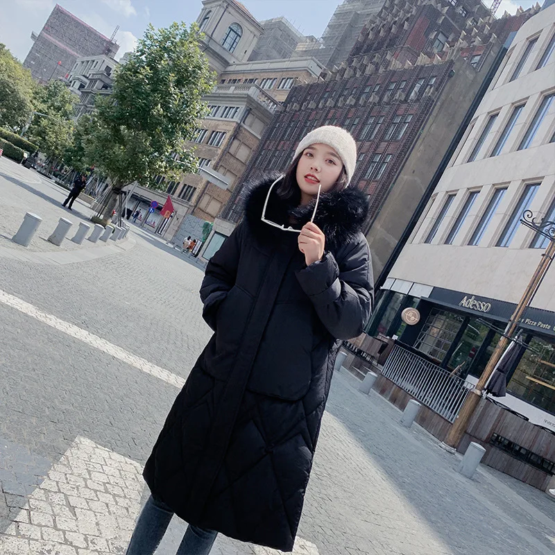 Best Causal New Casual Women Winter Jacket Cotton Padded Warm Thicken Big Fur Collar Ladies Long Coats Down Parkas