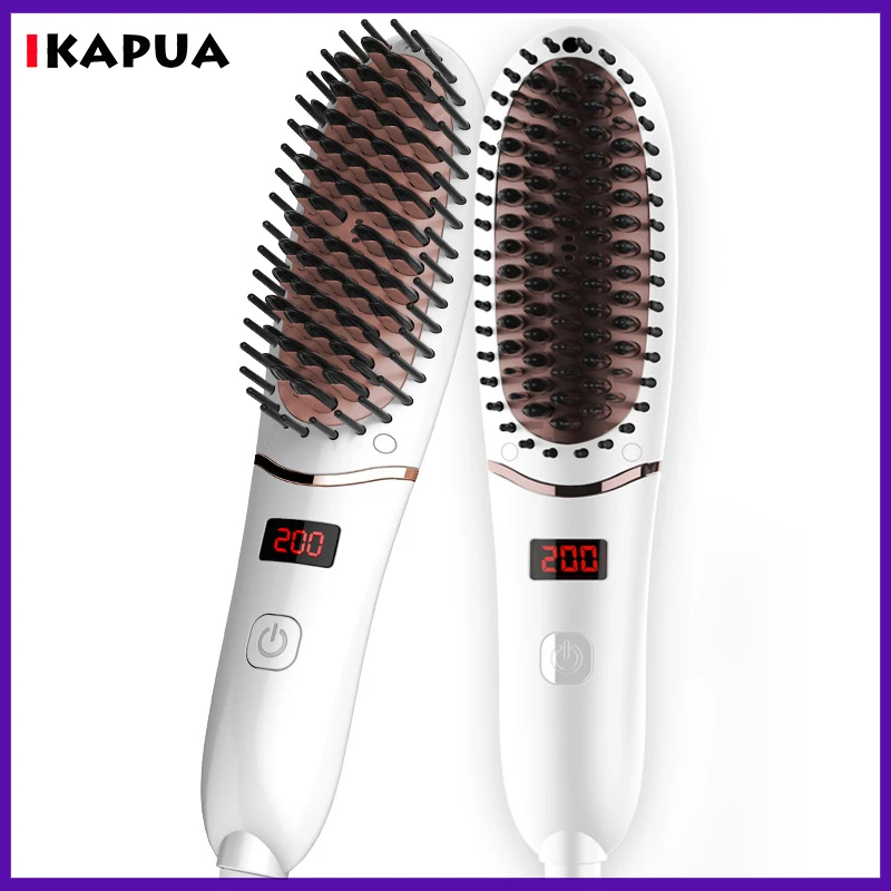 

Выпрямитель для волос Lonic, электрический выпрямитель для волос в течение 30 секунд, ЖК-дисплей, цифровой нагреватель, щетка для бороды