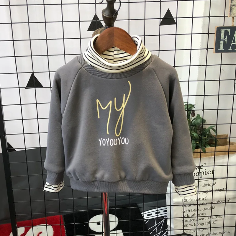 Детский свитер; водолазка для маленьких мальчиков и девочек; полосатая футболка; одежда; детские бархатные плотные толстовки с капюшоном; Детский свитер для мальчиков