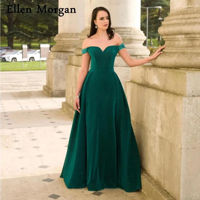 

Green Arabic Mermaid Evening Dresses 2019 Beaded Off Shoulder Sexy Red Carpet Celebrity Event Long Formal Party Prom Gowns