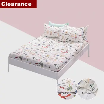 

100% Cotton Mattress Cover Fitted Sheet Protector Sheet Air-Permeable Home Textile Bed Linens with Elastic 1 pc Clearance Sale