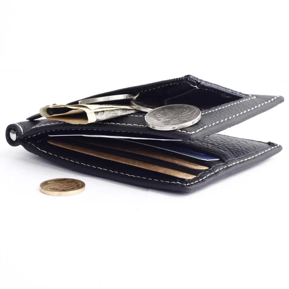 Free Engraving Name Men Genuine Leather Wallet Card Holder Male Purse Small Money Bag Mini Vintage Slim Wallets carteira 4