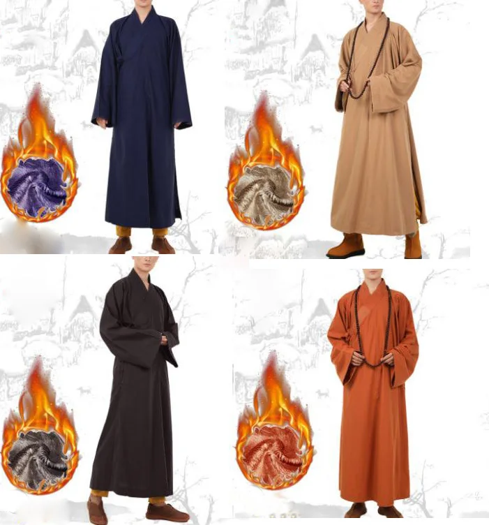 Унисекс зимний теплый халат из хлопка и льна модель shaolin monk kung fu костюмы для