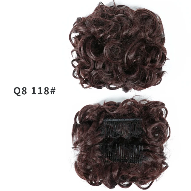 Synthetic Curly Elastic Band Chignon Plastic Comb Clips in Hair Extension Hair Bun Updo Cover Hairpieces Hair Accessories Q8 118