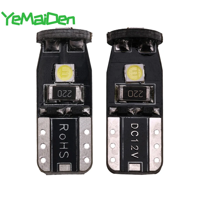 2шт Автомобильный внутренний свет T10 светодиодный светильник W5W Canbus 12V 6000K 3SMD 5W5 светодиодный свет 194 168 супер яркий белый Автомобильный Клин боковые лампы