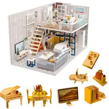 Деревянный Кукольный Дом головоломка сборная 3D Miniaturas кукольный домик наборы игрушек diy Кукольный дом мебель для детей подарок на день рождения Хаутен