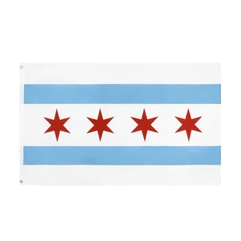 

90X150Cm Chicago Flag