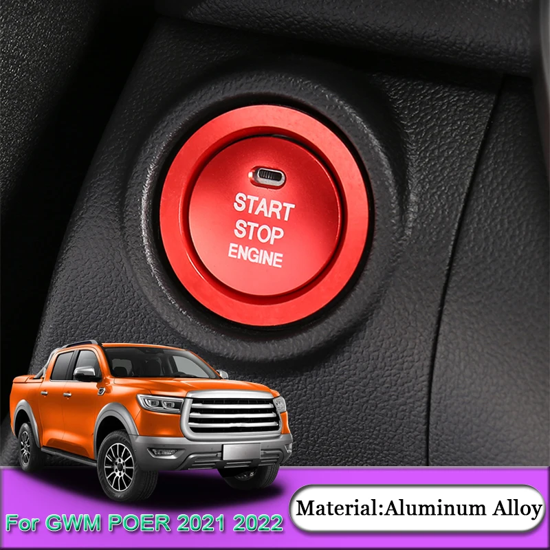 

For Great Wall GWM POER 2021 2022 Car Styling START Engine Button Cover STOP Key Ignition Switch Sequins Sticker Car Accessories
