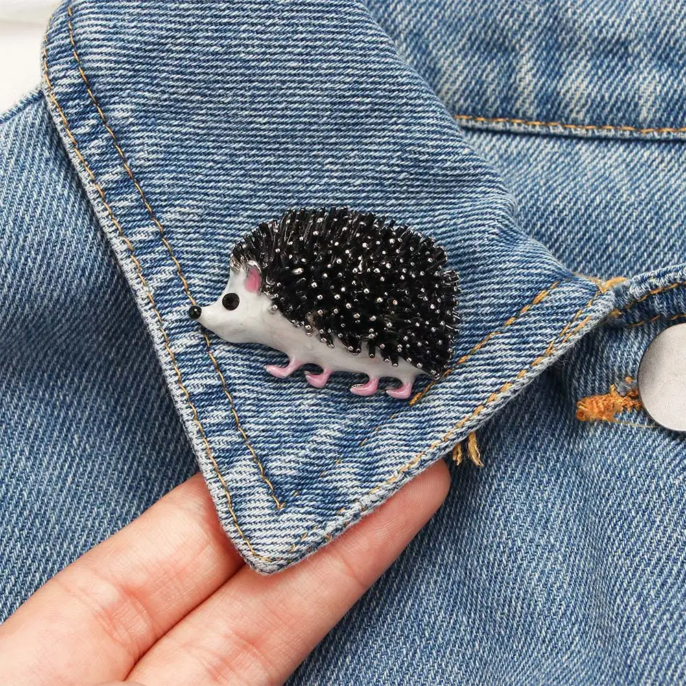 Genenic черная эмалированная Ежик Броши из Porcupine Pin Детское пальто для сумки бейджи