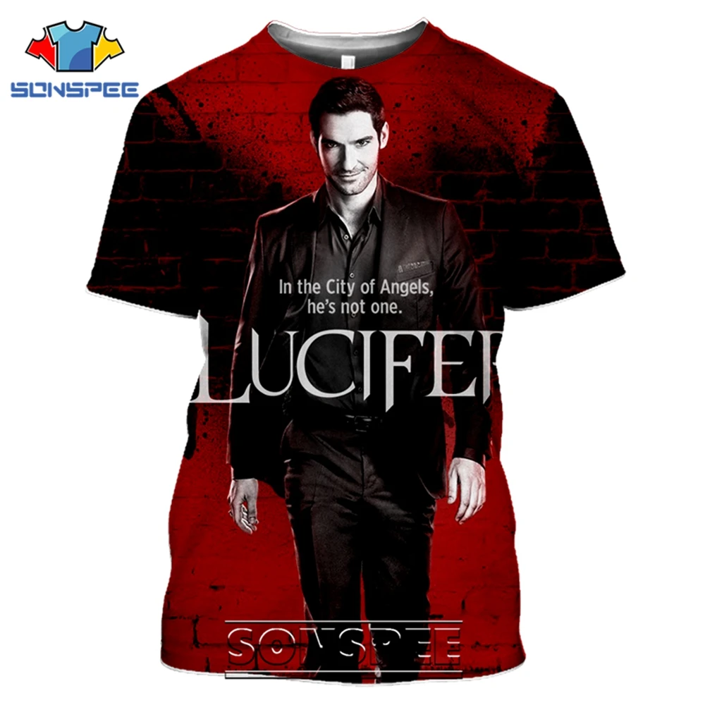 SONSPEE T-shirts Lucifer Morningstar 3D Print Men Women Casual Fashion Hip Hop Short Sleeve Streetwear Devil Tees Tops Shirt (6)