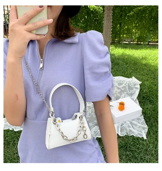 

Fashion Women Shoulder Bag Alligator Print Handbag Chain Strap Crossbody Bag With Daisy Pendant Mini Street Bag