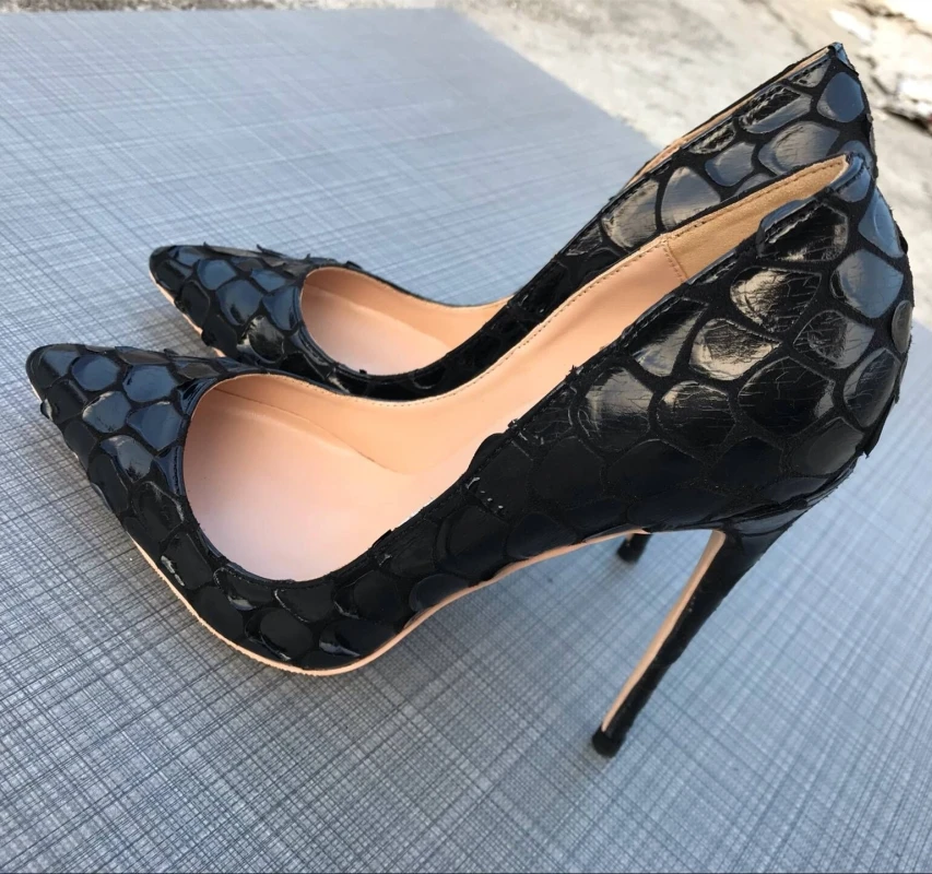 Brand new black lace high heel sexy shallow mouth pointed shoes 12cm party shoes wedding banquet shoes bridal shoes