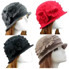 Осенне-зимний элегантный берет, женская теплая шерстяная фетровая шляпа с цветком, женская шляпа с широкими полями, модные вечерние шапки из твида для девушек