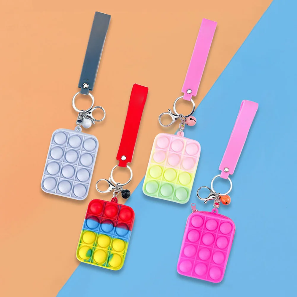 Rectangle Keychain Silicone Push Bubble Fingertip Toys Anti-Stress Set Stress Reliever Squeeze Crafts Adults Children Sensory To 1