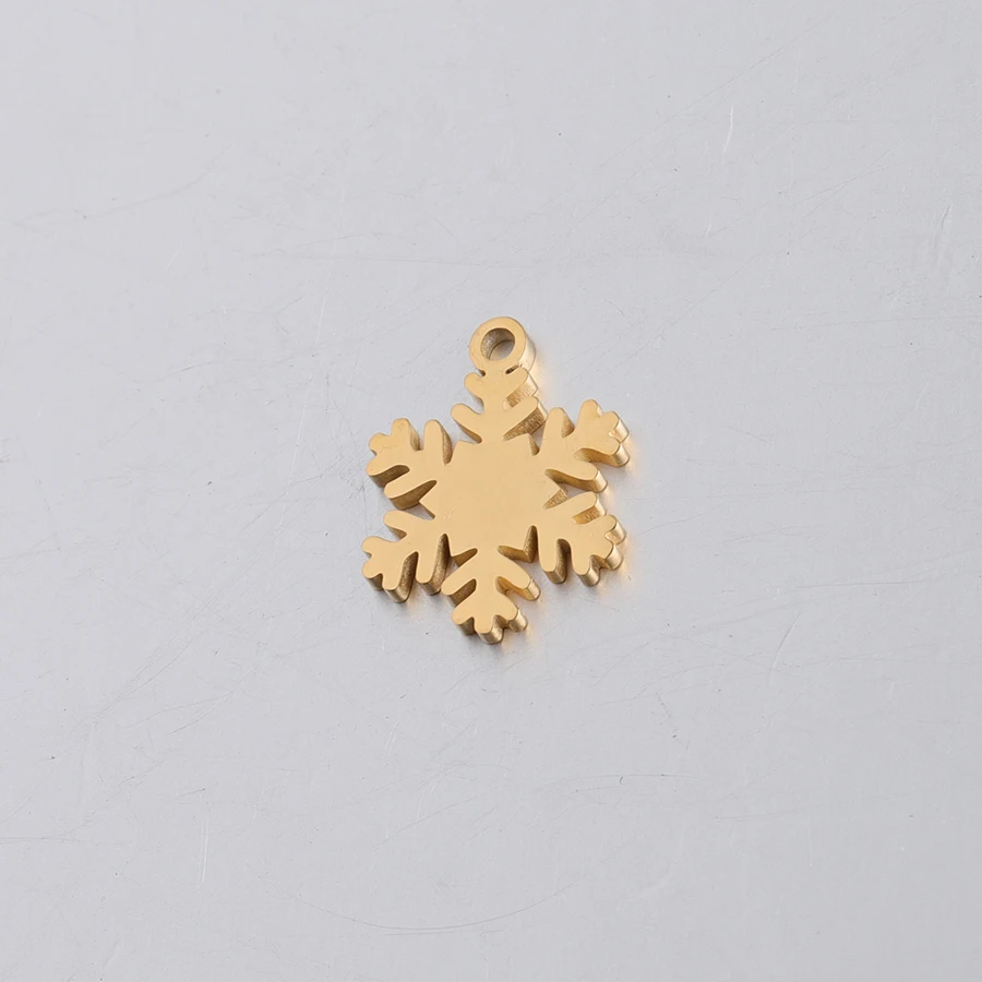gold color Fnixtar отполировано до зеркального блеска Снежинка из нержавеющей стали браслеты с подвесками 15,5*12 мм Металлические Подвески для творчества для изготовление, поиск ювелирных изделий 20 шт./лот - Окраска металла: gold color