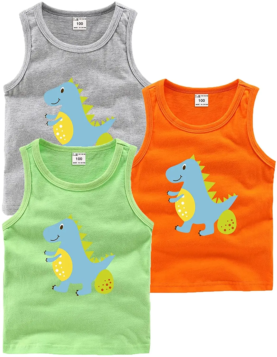 Tops Boys Girls Toddler Boys' 3-Pack Tank Tops Summer Graphic Crewneck Cotton Casual Tank Tops Boys Sleeveless Vest For 2-8 Years kid t shirt designs Tops & Tees