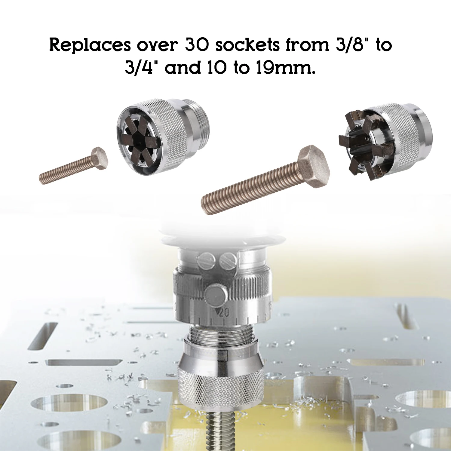 

Adjustable 10 to 19 mm Hexagonal Wrench Multi-function wrench Adaptive All-Fitting Multi Drill Attachment Universal Socket