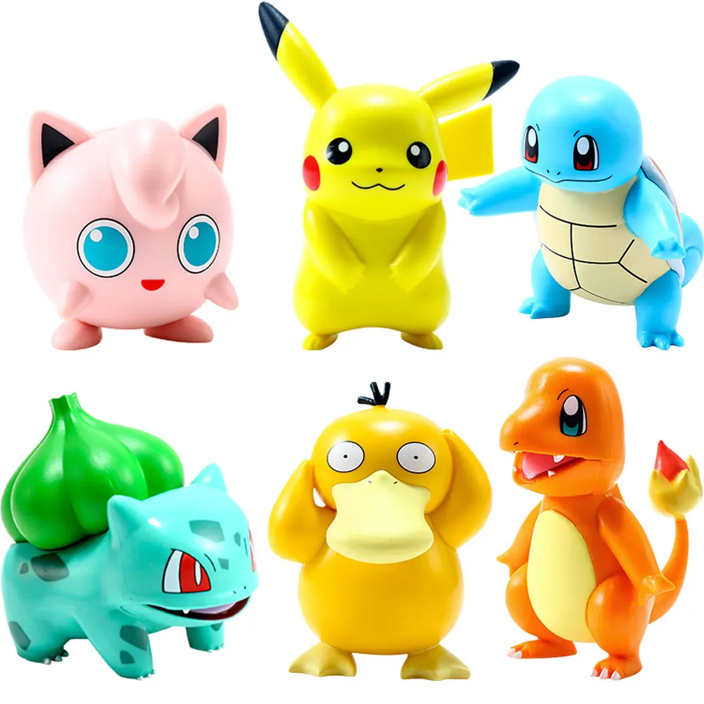 6Pcs/Set Pokemon Anime Figure Toys Pikachu PVC Cake Car Decoration Ornaments Action Figure for Children Birthday Toy Gifts
