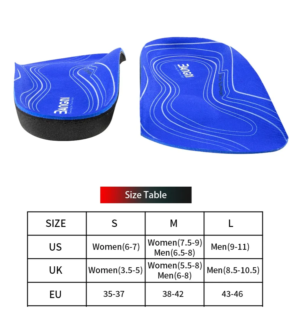 3ANGNI 3/4, стельки для поддержки стопы, ортопедические вставки, ортопедические стельки для обуви, стельки для боли в пятке, подошвенный фасциит для мужчин и женщин