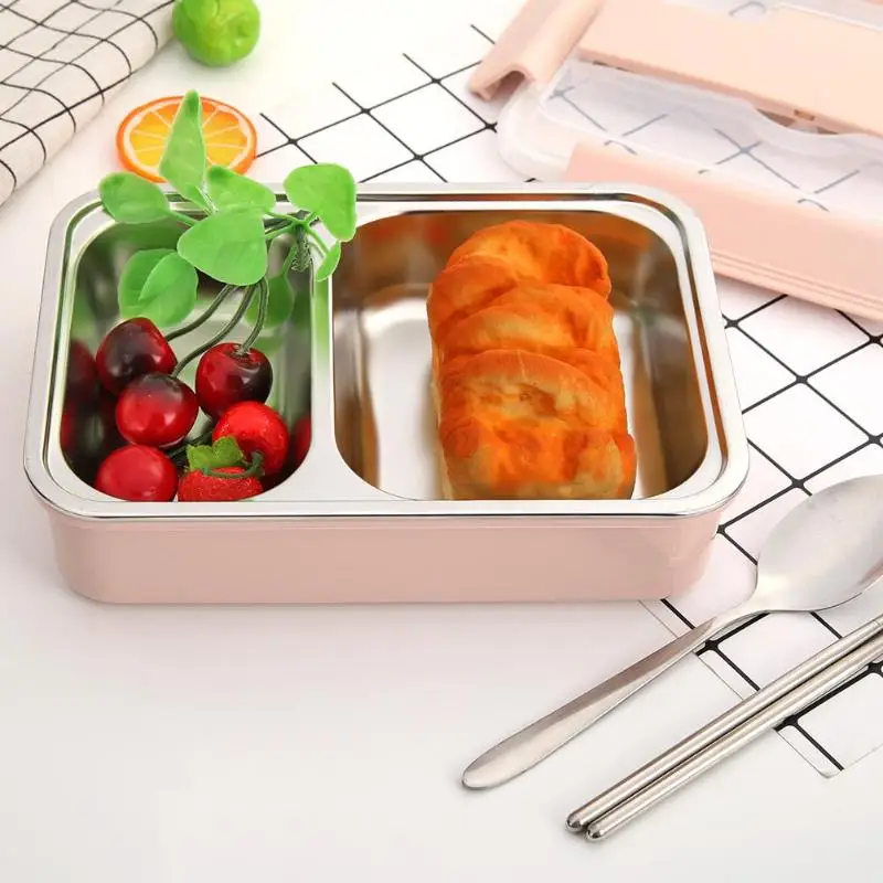 Разделенные сетки Ланч-бокс из нержавеющей стали Bento box утолщение пищевой контейнер Ланч-бокс экологичный натуральный дропшиппинг