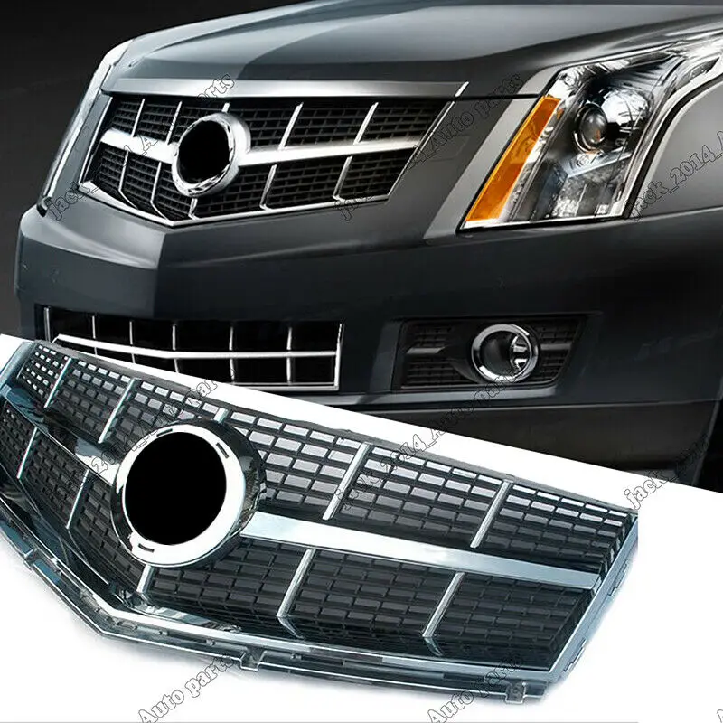 

Chrome Front Upper Grilles Grill Mesh Cover Trims For Cadillac SRX 2010 2011 2012