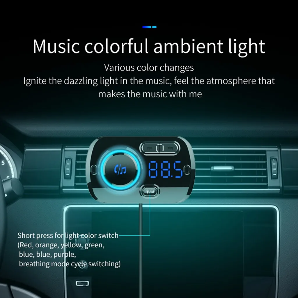 Blueteeth fm-передатчик автомобильный комплект MP3-плеер Радио адаптер QC 3,0 быстрое USB зарядное устройство для устройства Handsfree Вызов автомобильный Стайлинг#902