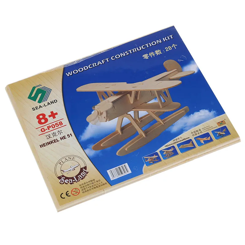 3D деревянные поделки DIY Heinkel HE51 модель самолета Деревянный Строительный набор игрушка подарок