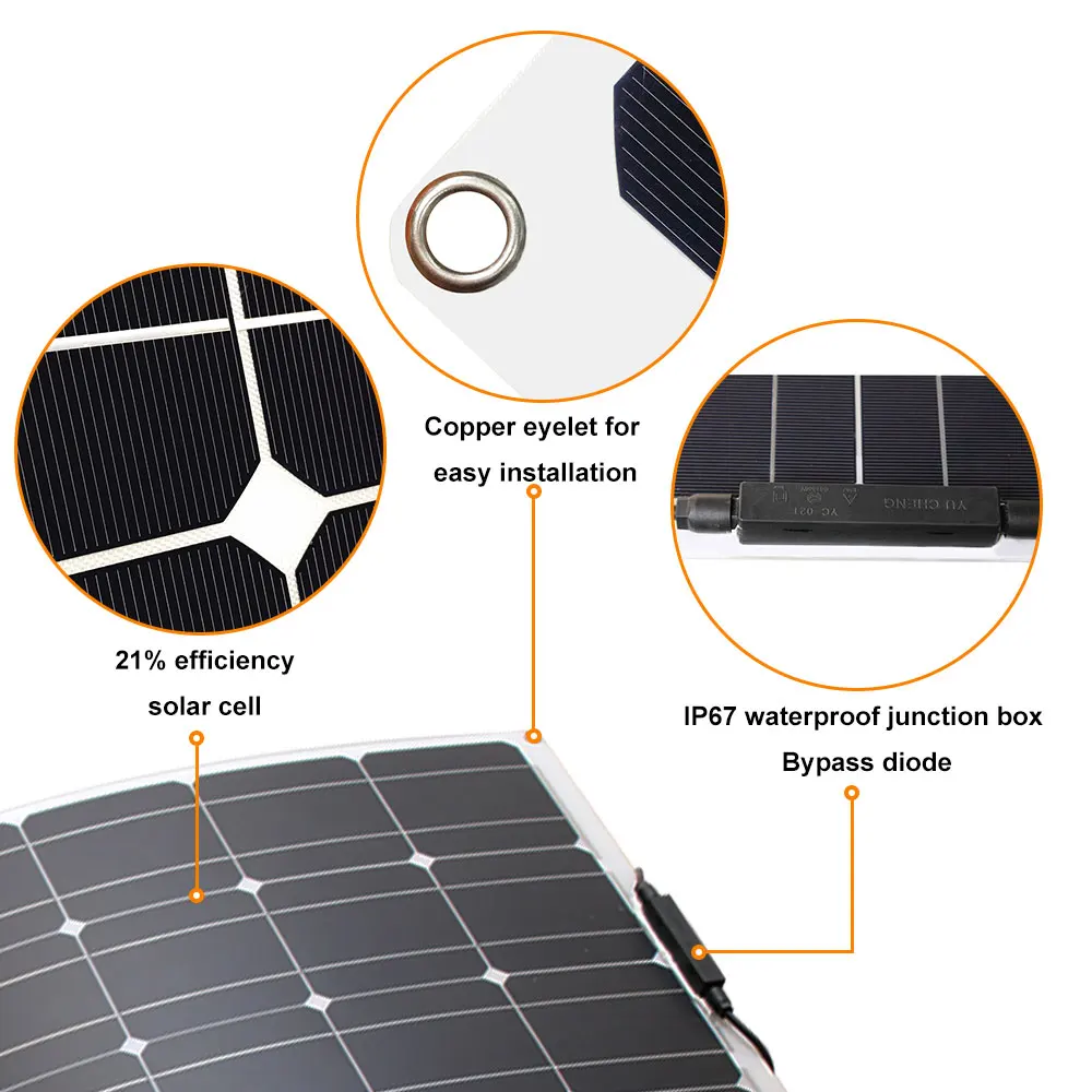 Solar panel kit und 300w 200w 100w flexible solar panels 12v 24v hohe effizienz batterie ladegerät modul