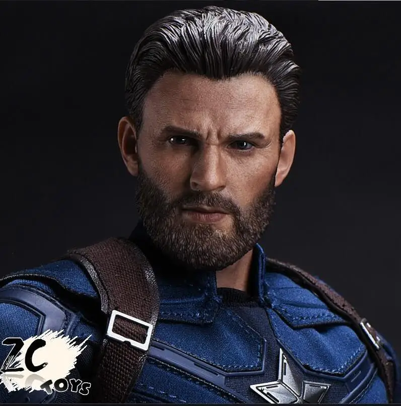 

Dropshipping ZCTOYS 1/6 Captain America Head Carved Beard Chris Evans for 12'' Male HT Figure