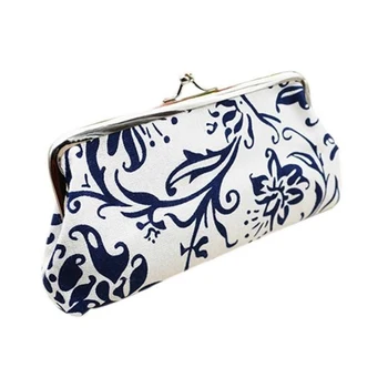 

2020 New Porte Monnaie Fashion Coin Purse Women Ethnic Printed Long Buckles Canvas Wallet Card Keys Purse Clutches Bag Pochette