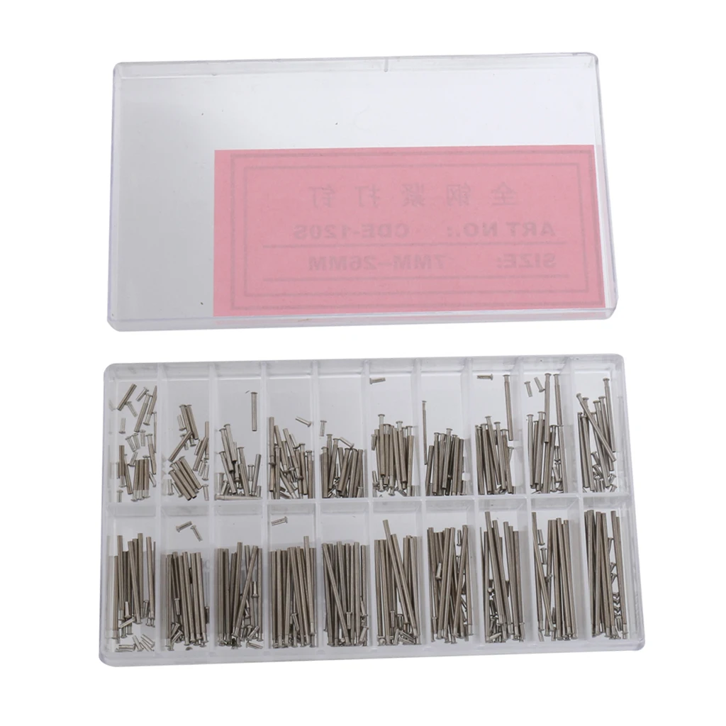 1 Box Nail Set 8 27mm Steel Watch Spring Bars Rivet Rod Strap Link Pin