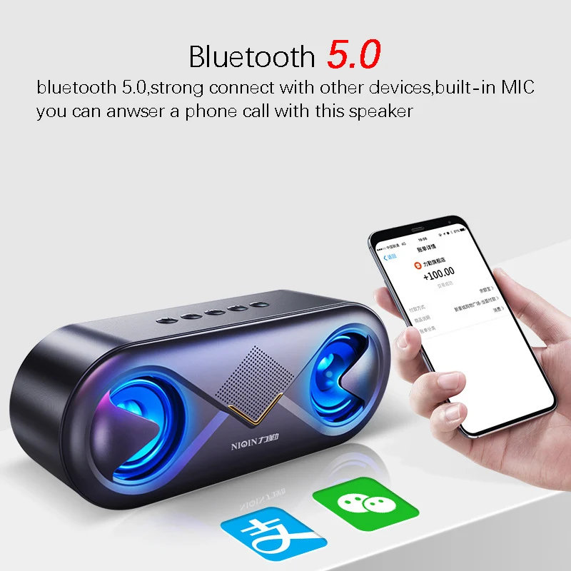 S6 BT5.0 HiFi портативный Bluetooth динамик стерео глубокий бас беспроводной s 6D громкий