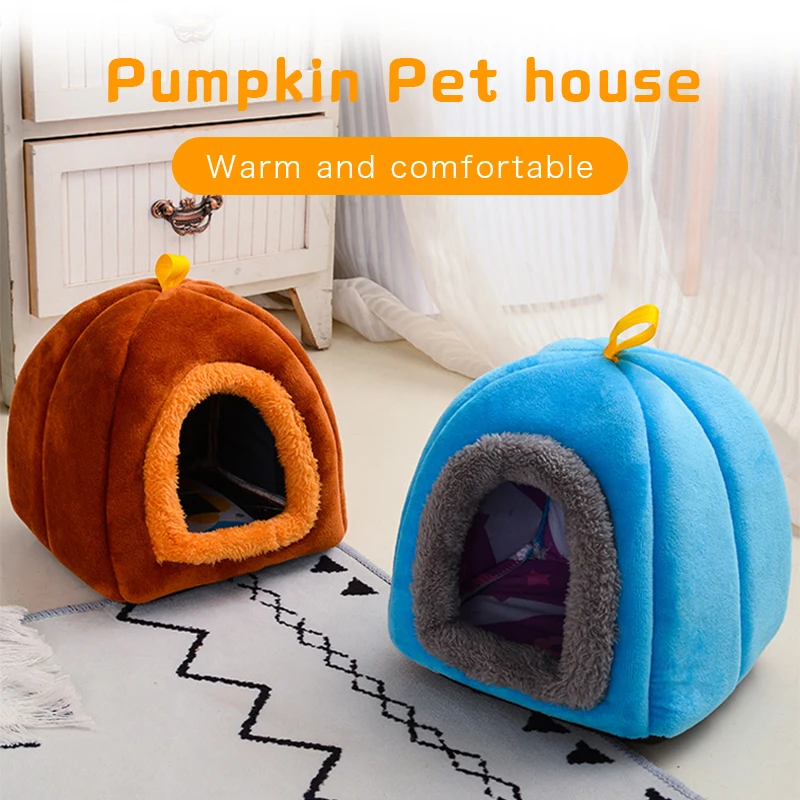 Pet Dog Bed House Hamster Nest Sleeping Beds for Puppy Warm Winter Neat Pumpkin Shape Teddy Kitten Cage Bag Mouse Pet Supplies