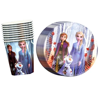 

Frozen Elsa Princess Birthday Party Decorations Paper Plate Cups kids Disposable Tableware Birthday Party Decorations Supplies