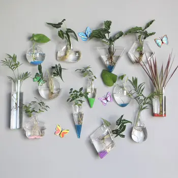 

Wall Hanging Hydroponic Glass Vase Transparent Fish Tank Green Plant Plant Pot Creative Home Wall Hanging Decorations