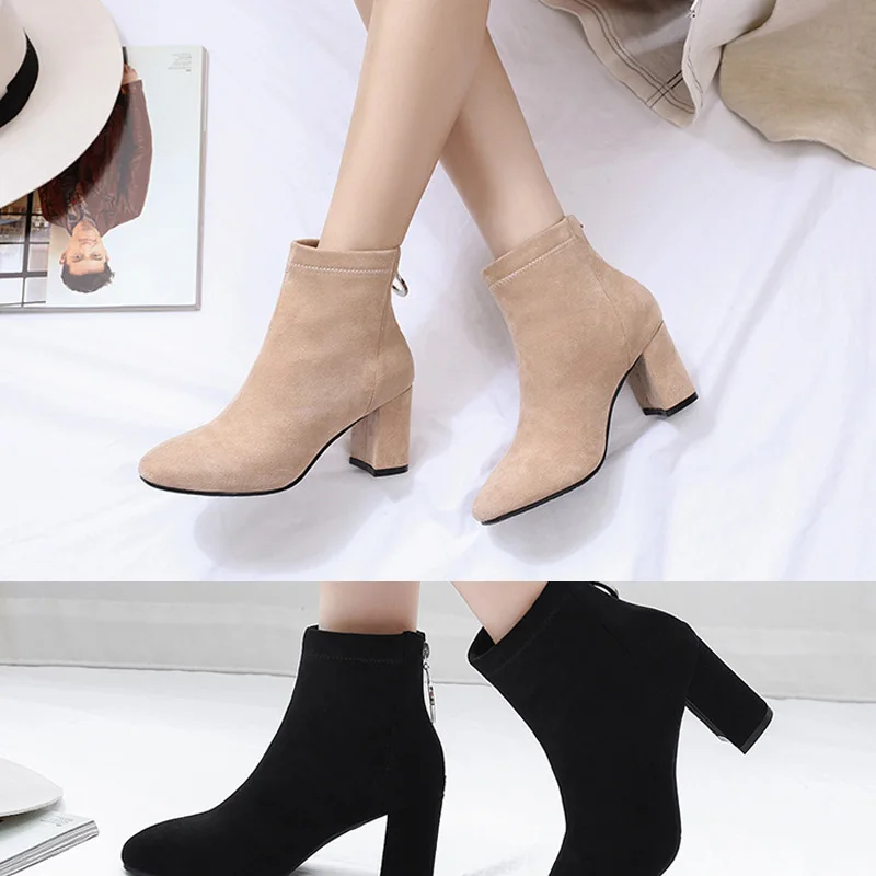 Женские Кожаные Ботинки Martin женская обувь на высоком каблуке резиновая ботинки