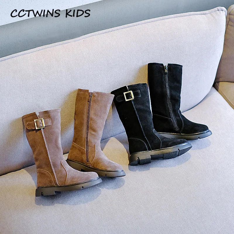CCTWINS/детская обувь; коллекция года; зимние детские модные сапоги до колена; брендовые теплые сапоги для маленьких девочек; обувь из натуральной кожи для малышей; HB056