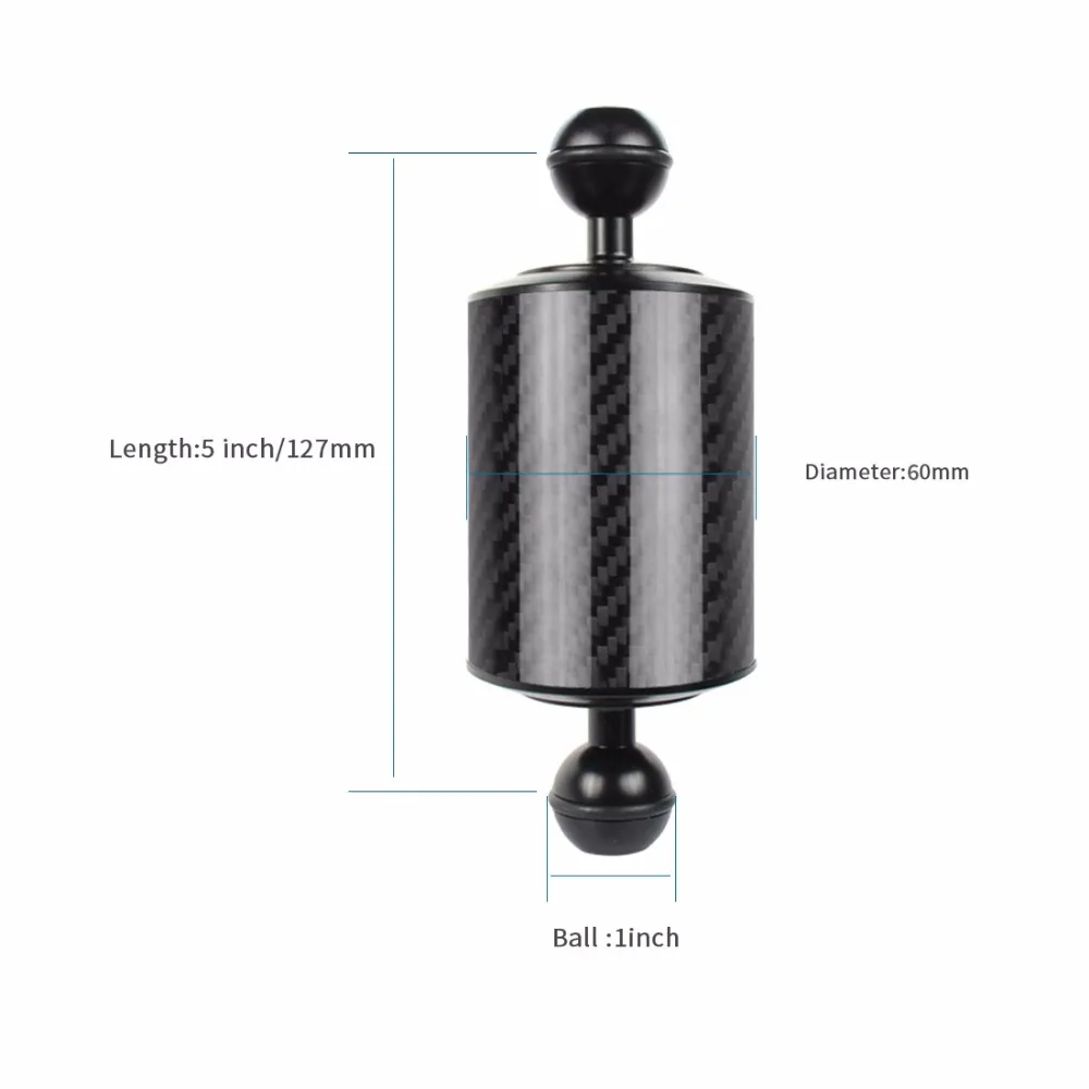 BGNing Upgrade углеродное волокно поплавок плавучести удлинитель двойной шар 1 дюймов с клипсой Адаптер для Gopro для OSMO экшн SLR камер