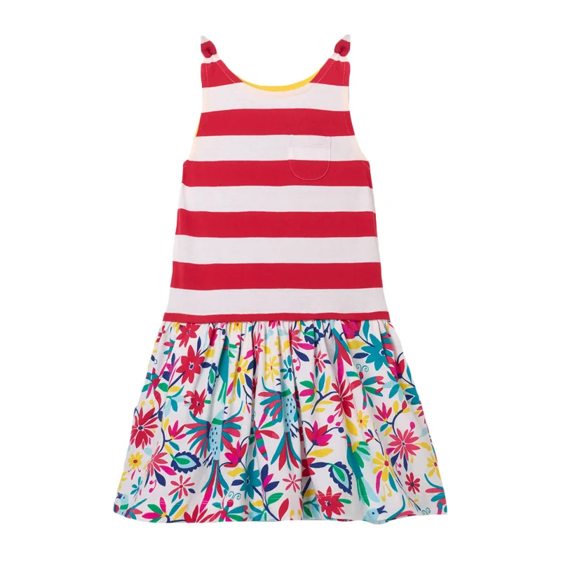 Little maven Dress Летнее платье для девочек без рукавов для новой детской детской одежды Хлопковое платье с цветочным принтом для девочек Свадебные платья - Цвет: S0682 same picture