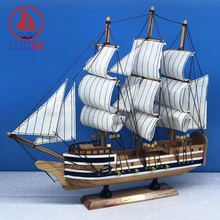 LUCKK 33 см морской корабль миниатюрная Статуэтка классический орнамент деревянная модель парусника ретро деревянные ремесла настольный декор мебель