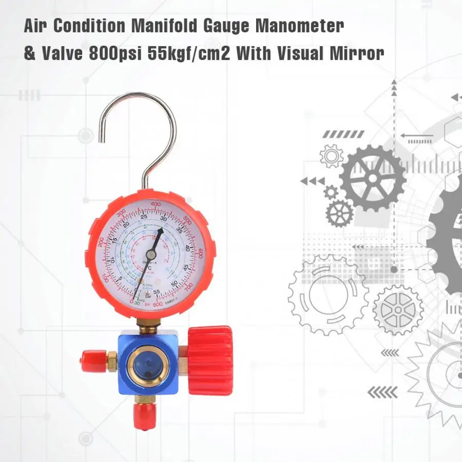 Манометр Кондиционер коллектор калибровочный манометр& клапан 800psi 55kgf/см с отражающее зеркало высокое качество хорошее