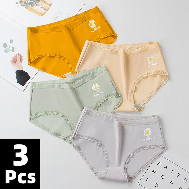 10 Pcs/lot Cotton Women's Panties Soft Mid Waist Underwear For Female Large Size  Women's Underwear Set Soild Women Briefs Under - AliExpress