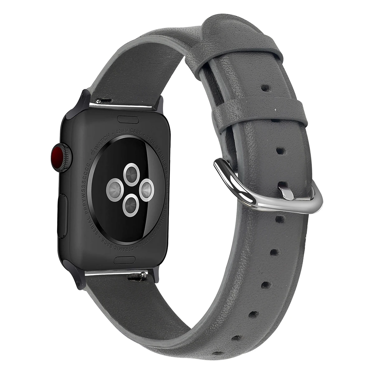 Grey Ремешок из натуральной кожи для Apple Watch 44 мм 42 мм 40 мм 38 мм для IWatch серии 5 4 3 2 1 браслет ремень ремешок для часов - Цвет ремешка: Grey