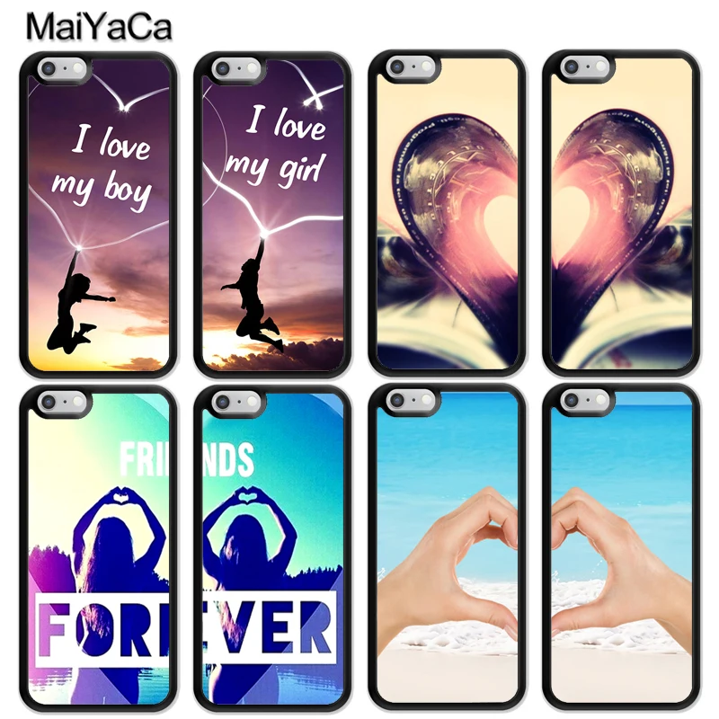 Love Hearts Best Friends Besties Heart Matching Phone Case For iPhone 13 12 Pro Max mini 11 XS X XR 7 8 Plus SE Coque | Мобильные