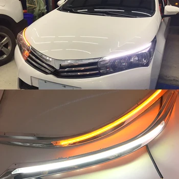 

1 Pair LED DRL Headlight Eyebrow Daytime Running Light For Toyota Corolla 2014 2015 2016 2017 2018 2019 Flowing dynamic Yellow