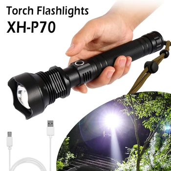 

P70 LED Flashlight 20W USB Zoom Tactical Flashlight Outdoor Emergency Light Portable Night Light 26650 Rechargeable Battey